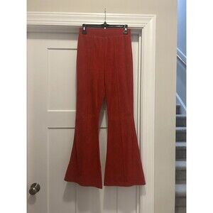 Aerie Groove On Ribbed Red Velour Corduroy Flare Leggings Size XS Game Day Boho